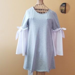 CUPIO GRAY BELL LONG SLEEVE DRESS